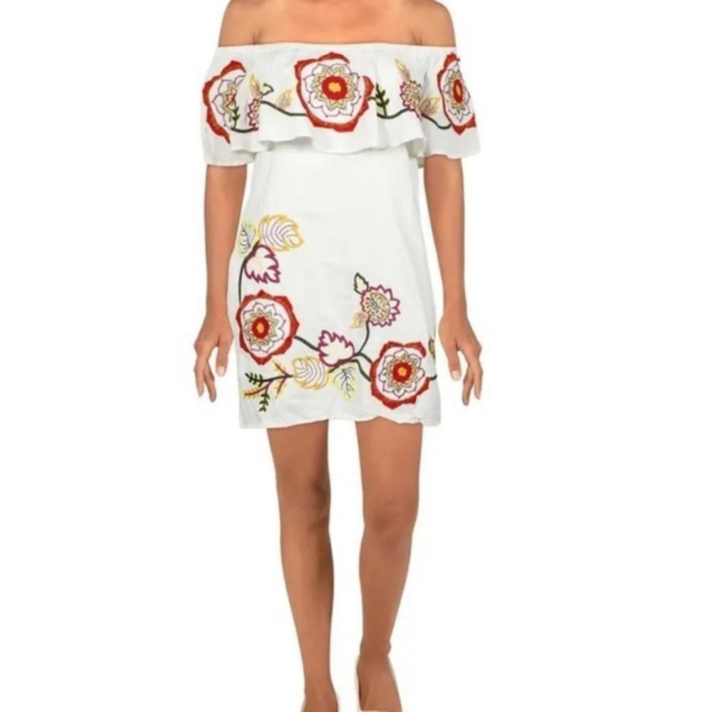 NEW Red Carter Adelaide Floral Embroidered Off Shoulder Mini Sundress (RCXX021)